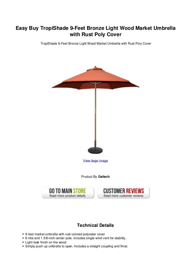 Easy Buy Tropishade 9 Feet Bronze Light Wood Market Umbrella With Rus