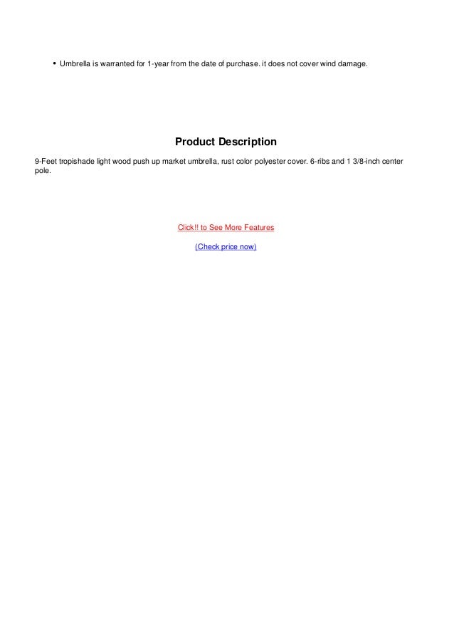 Easy Buy Tropishade 9 Feet Bronze Light Wood Market Umbrella With Rus