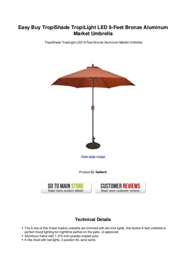 Easy Buy TropiShade TropiLight LED 9-Feet Bronze Aluminum Market Umbr… Easy Buy TropiShade TropiLight LED 9-Feet Bronze Aluminum Market Umbrella ... - Easy Buy TropiShade TropiLight LED 9-Feet Bronze Aluminum Market Umbr…