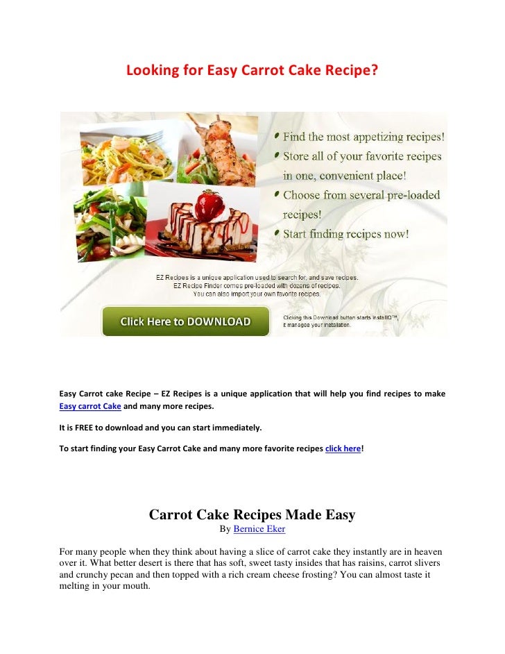 easy carrot cake recipe free download
