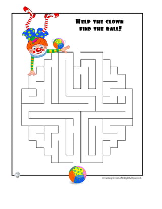 Easy clown maze woo! jr. kids activities | PDF