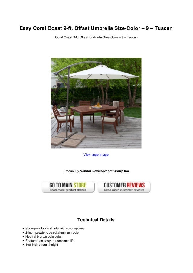 Easy Coral Coast 9 Ft Offset Umbrella Size Color 9 Tuscan