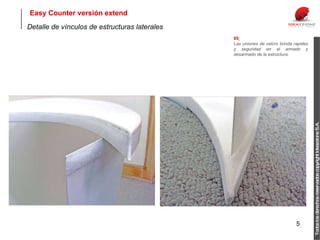 Detalle de vínculos de estructuras laterales  05   Las uniones de velcro brinda rapidez y seguridad en el armado y desarmado de la estructura. Easy Counter versión extend Todos los derechos reservados copyright Ideazzione S.A. 