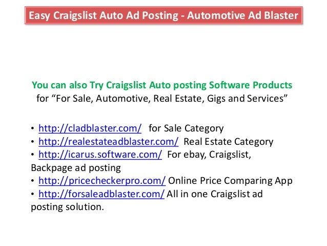 Automotive As Blatser Craigslist Auto Posting Software For Cars And V Craigslist Car Posting Template