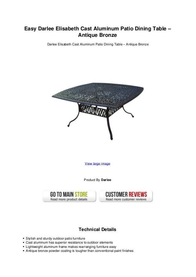 Easy Darlee Elisabeth Cast Aluminum Patio Dining Table Antique Bron