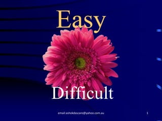 Easy

Difficult
email:ashokdascare@yahoo.com.au   1
 