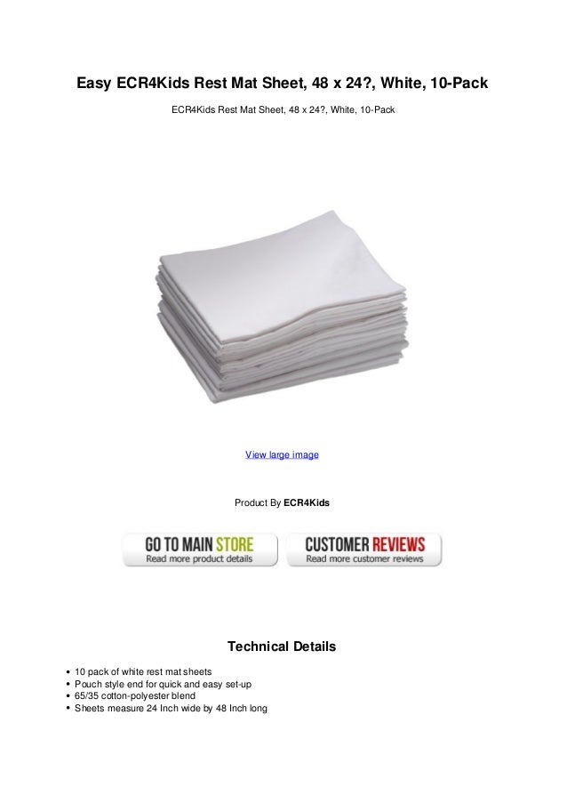 Easy Ecr4 Kids Rest Mat Sheet 48 X 24 White 10 Pack