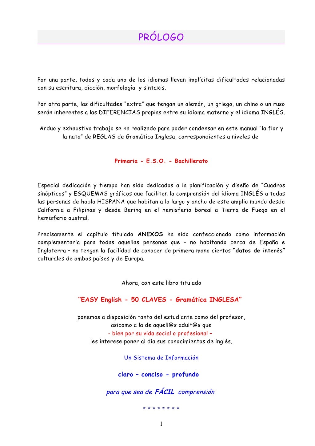 Easy ENGLISH 50 CLAVES Gramática