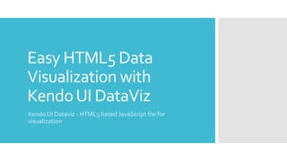 Easy HTML5 Data
Visualization with
Kendo UI DataViz
Kendo UI Dataviz - HTML5 based JavaScript f/w for
visualization
 