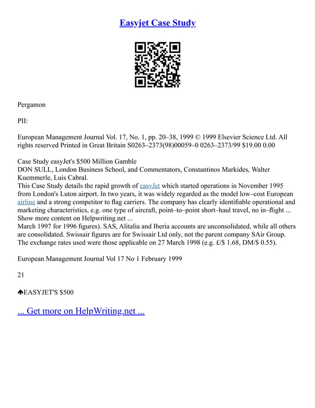 Easyjet Case Study | PDF | Air Travel | Travel Type