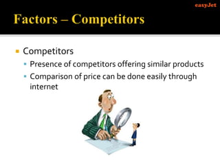  Competitors
 Presence of competitors offering similar products
 Comparison of price can be done easily through
internet
 