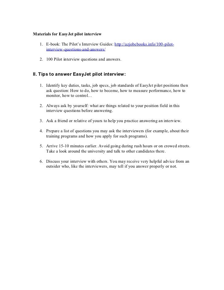 Easy Jet Pilot Interview Questions