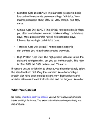 17
What You Can’t Eat
On a keto diet, you have to restrict your carbohydrate and sugar intake. If
you don't, then your bod...