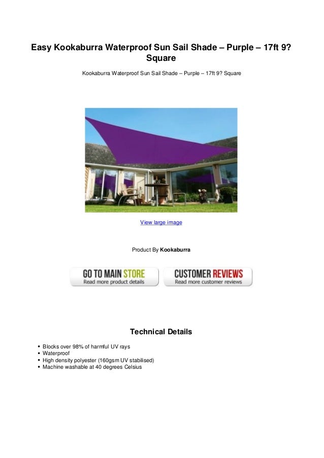 Easy Kookaburra Waterproof Sun Sail Shade Purple 17ft 9 Square