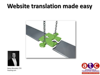Website translation made easy




Balazs Benedek, CTO
Easyling.com
 