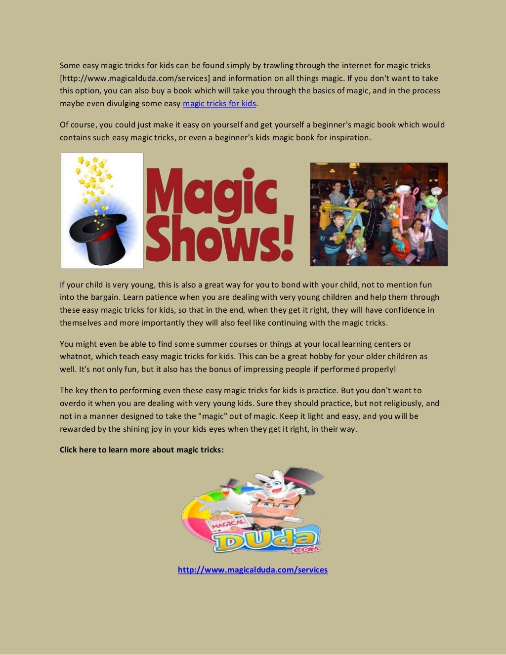 Easy magic tricks for kids magic show in toronto