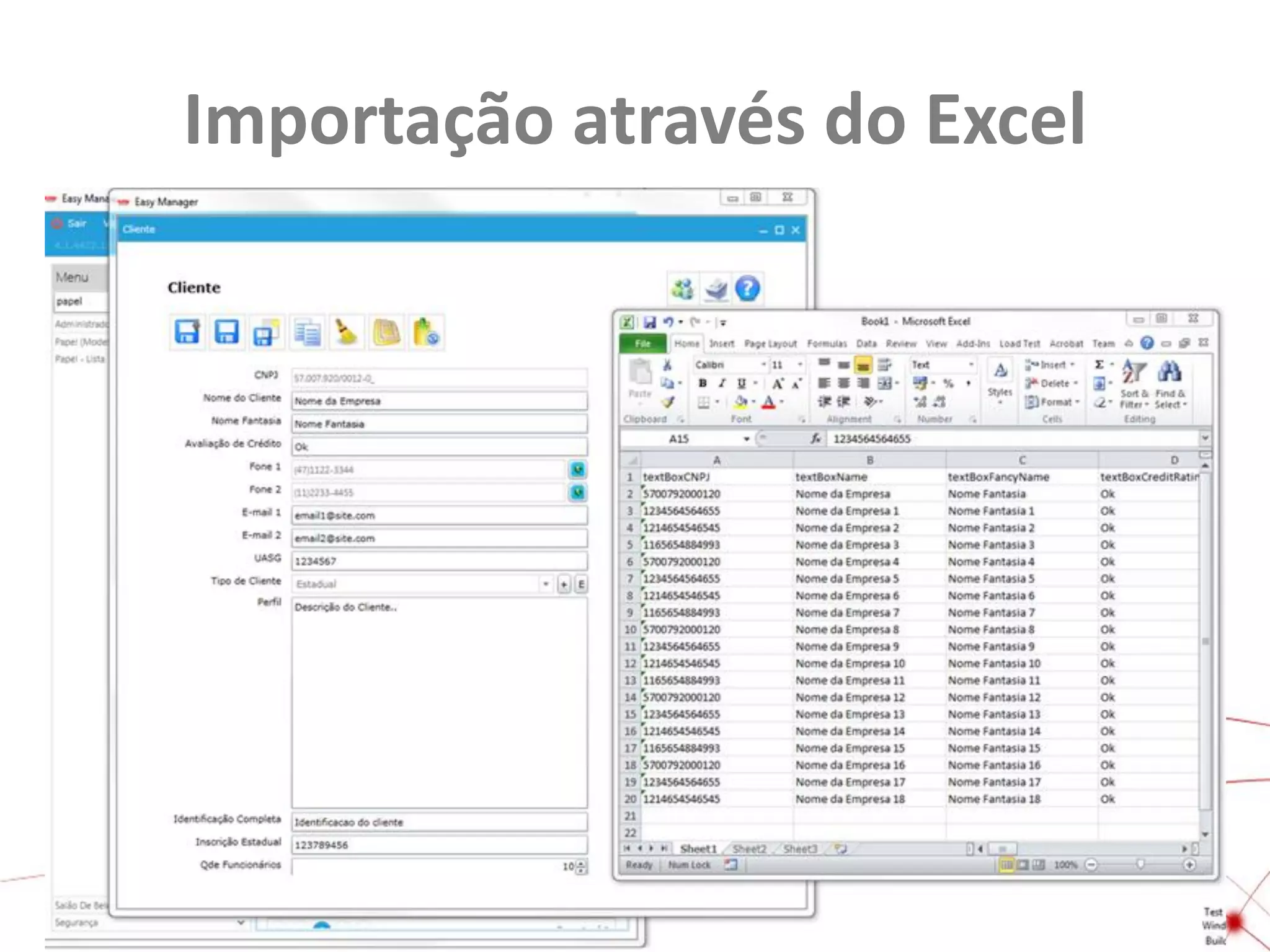 Importação através do Excel

 