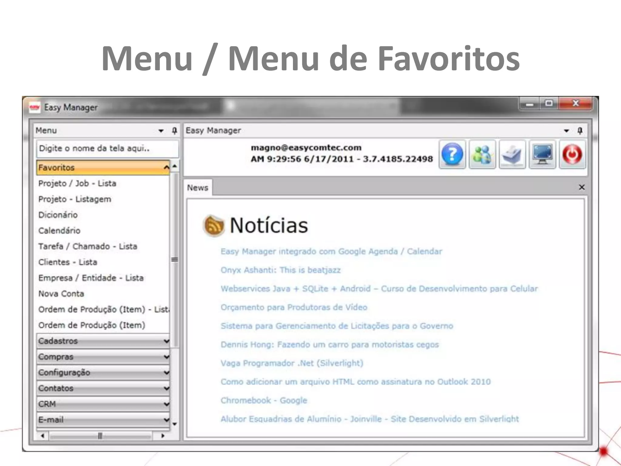 Menu / Menu de Favoritos

 