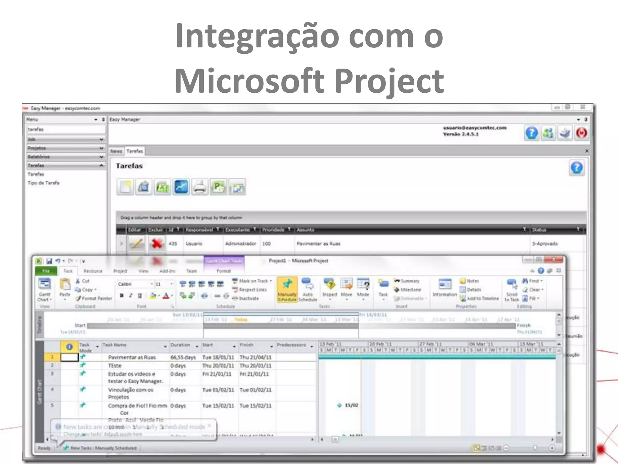 Integração com o
Microsoft Project

 