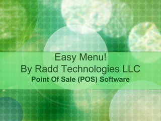 Easy Menu!By Radd Technologies LLC Point Of Sale (POS) Software 