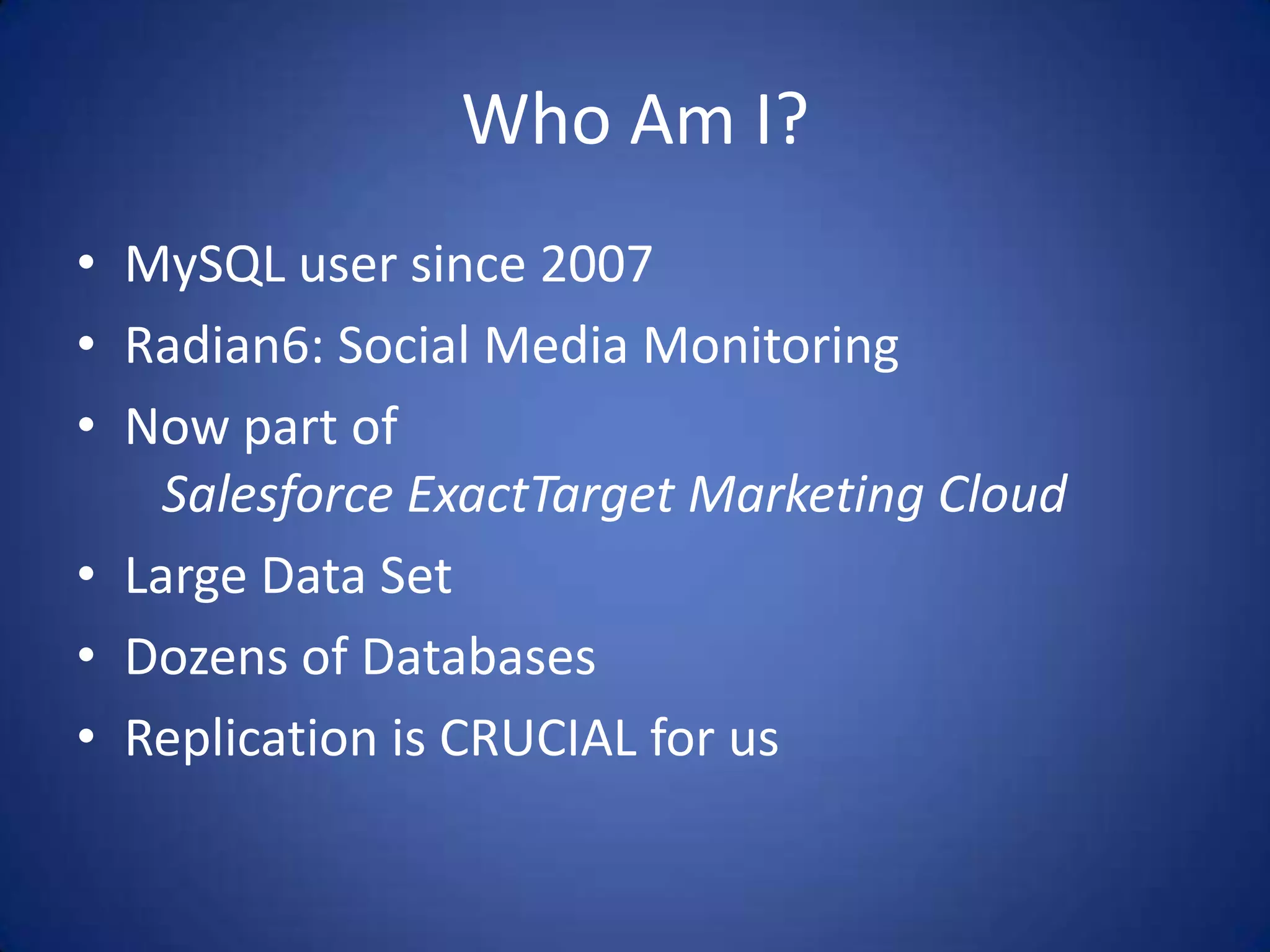 Easy mysql replication setup and troubleshooting ppt