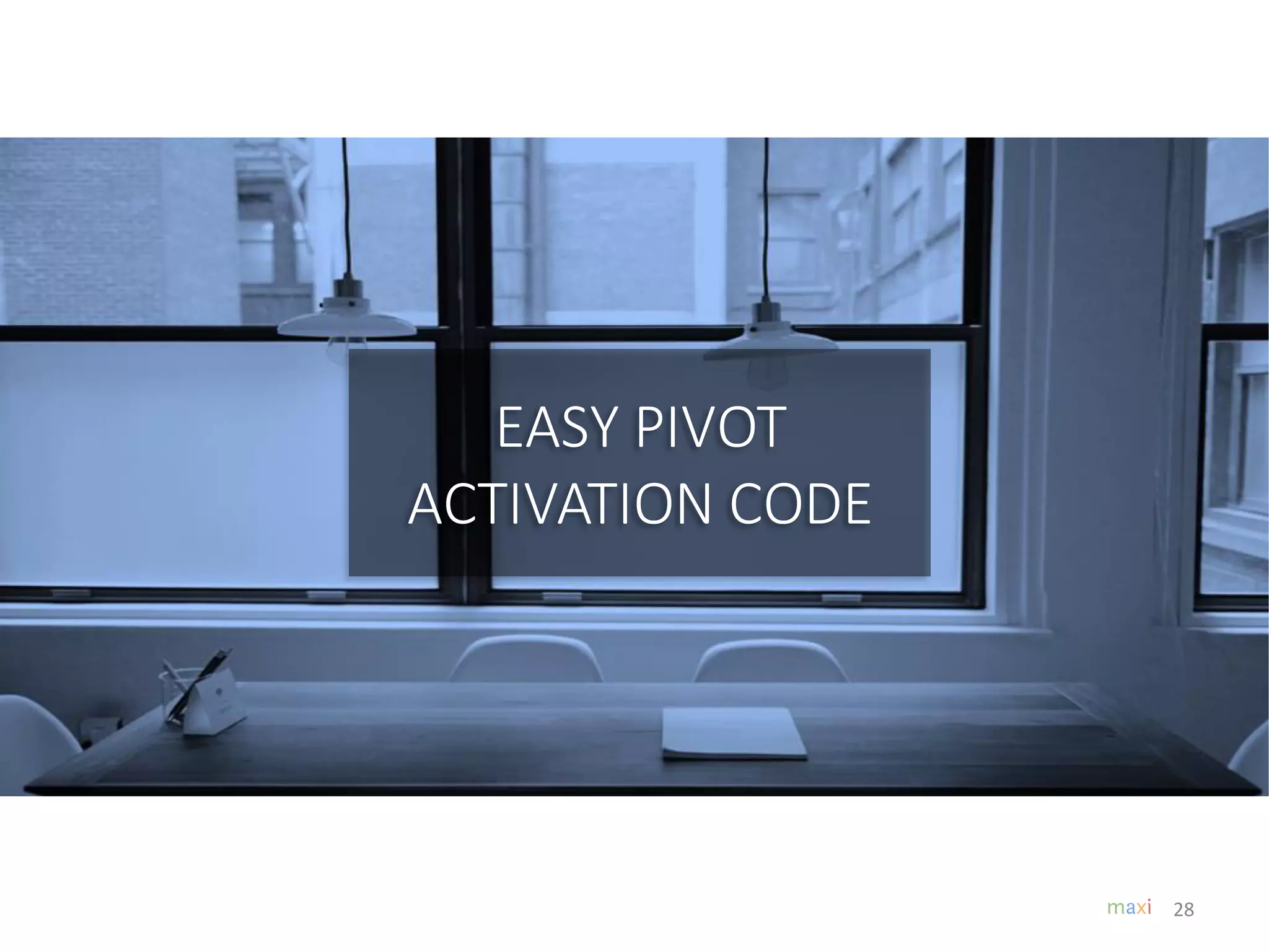 28
EASY PIVOT
ACTIVATION CODE
 