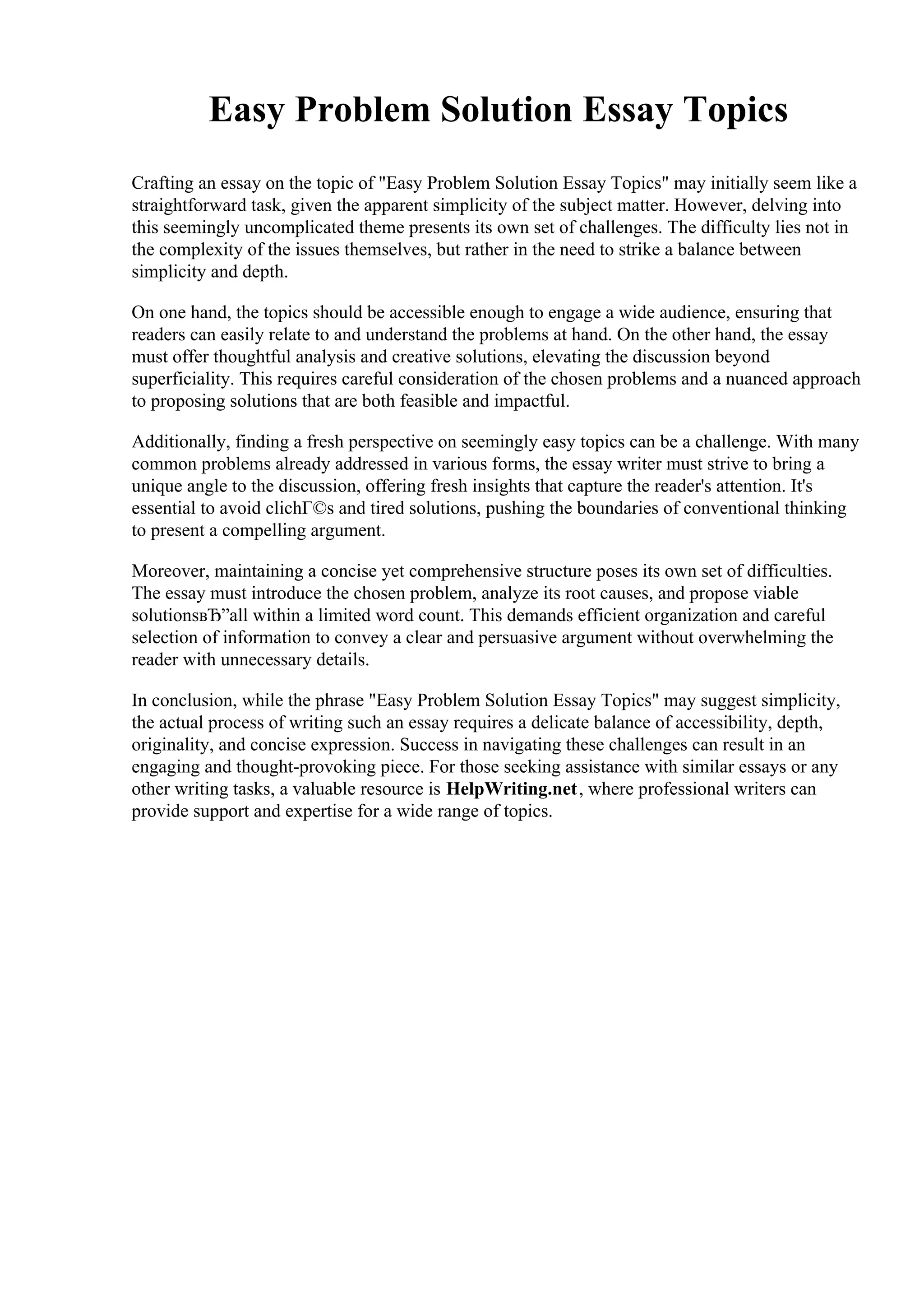 Easy Problem Solution Essay Topics.pdf