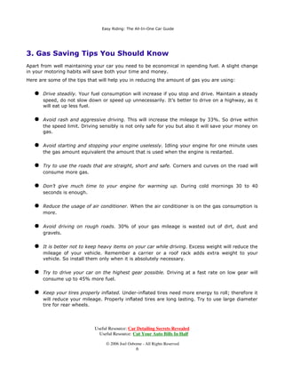 (∆ς∴ 5ΛΓΛΘϑ 7ΚΗ ∃ΟΟ,Θ2ΘΗ ∆Υ ∗ΞΛΓΗ




 ∗∆ς 6∆ΨΛΘϑ 7ΛΣς ΡΞ 6ΚΡΞΟΓ .ΘΡΖ
∃Σ∆ΥΩ ΙΥΡΠ ΖΗΟΟ Π∆ΛΘΩ∆ΛΘΛΘϑ ∴ΡΞΥ Φ∆Υ ∴ΡΞ ΘΗΗΓ ΩΡ ΕΗ ΗΦΡΘΡΠΛΦ∆Ο ΛΘ ςΣΗΘΓΛΘϑ ΙΞΗΟ ∃ ςΟΛϑΚΩ ΦΚ∆ΘϑΗ
ΛΘ ∴ΡΞΥ ΠΡΩΡΥΛΘϑ Κ∆ΕΛΩς ΖΛΟΟ ς∆ΨΗ ΕΡΩΚ ∴ΡΞΥ ΩΛΠΗ ∆ΘΓ ΠΡΘΗ∴
+ΗΥΗ ∆ΥΗ ςΡΠΗ ΡΙ ΩΚΗ ΩΛΣς ΩΚ∆Ω ΖΛΟΟ ΚΗΟΣ ∴ΡΞ ΛΘ ΥΗΓΞΦΛΘϑ ΩΚΗ ∆ΠΡΞΘΩ ΡΙ ϑ∆ς ∴ΡΞ ∆ΥΗ ΞςΛΘϑ

   ∩ ∋ΥΛΨΗ ςΩΗ∆ΓΛΟ∴ ΡΞΥ ΙΞΗΟ ΦΡΘςΞΠΣΩΛΡΘ ΖΛΟΟ ΛΘΦΥΗ∆ςΗ ΛΙ ∴ΡΞ ςΩΡΣ ∆ΘΓ ΓΥΛΨΗ 0∆ΛΘΩ∆ΛΘ ∆ ςΩΗ∆Γ∴
       ςΣΗΗΓ ΓΡ ΘΡΩ ςΟΡΖ ΓΡΖΘ ΡΥ ςΣΗΗΓ ΞΣ ΞΘΘΗΦΗςς∆ΥΛΟ∴ ,Ω∂ς ΕΗΩΩΗΥ ΩΡ ΓΥΛΨΗ ΡΘ ∆ ΚΛϑΚΖ∆∴ ∆ς ΛΩ
       ΖΛΟΟ Η∆Ω ΞΣ ΟΗςς ΙΞΗΟ

   ∩ ∃ΨΡΛΓ Υ∆ςΚ ∆ΘΓ ∆ϑϑΥΗςςΛΨΗ ΓΥΛΨΛΘϑ 7ΚΛς ΖΛΟΟ ΛΘΦΥΗ∆ςΗ ΩΚΗ ΠΛΟΗ∆ϑΗ Ε∴   6Ρ ΓΥΛΨΗ ΖΛΩΚΛΘ
       ΩΚΗ ςΣΗΗΓ ΟΛΠΛΩ ∋ΥΛΨΛΘϑ ςΗΘςΛΕΟ∴ Λς ΘΡΩ ΡΘΟ∴ ς∆ΙΗ ΙΡΥ ∴ΡΞ ΕΞΩ ∆ΟςΡ ΛΩ ΖΛΟΟ ς∆ΨΗ ∴ΡΞΥ ΠΡΘΗ∴ ΡΘ
       ϑ∆ς

   ∩ ∃ΨΡΛΓ ςΩ∆ΥΩΛΘϑ ∆ΘΓ ςΩΡΣΣΛΘϑ ∴ΡΞΥ ΗΘϑΛΘΗ ΞςΗΟΗςςΟ∴ ,ΓΟΛΘϑ ∴ΡΞΥ ΗΘϑΛΘΗ ΙΡΥ ΡΘΗ ΠΛΘΞΩΗ ΞςΗς
       ΩΚΗ ϑ∆ς ∆ΠΡΞΘΩ ΗΤΞΛΨ∆ΟΗΘΩ ΩΚΗ ∆ΠΡΞΘΩ ΩΚ∆Ω Λς ΞςΗΓ ΖΚΗΘ ΩΚΗ ΗΘϑΛΘΗ Λς ΥΗςΩ∆ΥΩΗΓ

   ∩ 7Υ∴ ΩΡ ΞςΗ ΩΚΗ ΥΡ∆Γς ΩΚ∆Ω ∆ΥΗ ςΩΥ∆ΛϑΚΩ ςΚΡΥΩ ∆ΘΓ ς∆ΙΗ ΡΥΘΗΥς ∆ΘΓ ΦΞΥΨΗς ΡΘ ΩΚΗ ΥΡ∆Γ ΖΛΟΟ
       ΦΡΘςΞΠΗ ΠΡΥΗ ϑ∆ς

   ∩ ∋ΡΘ∂Ω ϑΛΨΗ ΠΞΦΚ ΩΛΠΗ ΩΡ ∴ΡΞΥ ΗΘϑΛΘΗ ΙΡΥ Ζ∆ΥΠΛΘϑ ΞΣ ∋ΞΥΛΘϑ ΦΡΟΓ ΠΡΥΘΛΘϑς  ΩΡ 
       ςΗΦΡΘΓς Λς ΗΘΡΞϑΚ

   ∩ 5ΗΓΞΦΗ ΩΚΗ Ξς∆ϑΗ ΡΙ ∆ΛΥ ΦΡΘΓΛΩΛΡΘΗΥ :ΚΗΘ ΩΚΗ ∆ΛΥ ΦΡΘΓΛΩΛΡΘΗΥ Λς ΡΘ ΩΚΗ ϑ∆ς ΦΡΘςΞΠΣΩΛΡΘ Λς
       ΠΡΥΗ

   ∩ ∃ΨΡΛΓ ΓΥΛΨΛΘϑ ΡΘ ΥΡΞϑΚ ΥΡ∆Γς            ΡΙ ∴ΡΞΥ ϑ∆ς ΠΛΟΗ∆ϑΗ Λς Ζ∆ςΩΗΓ ΡΞΩ ΡΙ ΓΛΥΩ ΓΞςΩ ∆ΘΓ
       ϑΥ∆ΨΗΟς

   ∩ ,Ω Λς ΕΗΩΩΗΥ ΘΡΩ ΩΡ ΝΗΗΣ ΚΗ∆Ψ∴ ΛΩΗΠς ΡΘ ∴ΡΞΥ Φ∆Υ ΖΚΛΟΗ ΓΥΛΨΛΘϑ ([ΦΗςς ΖΗΛϑΚΩ ΖΛΟΟ ΥΗΓΞΦΗ ΩΚΗ
       ΠΛΟΗ∆ϑΗ ΡΙ ∴ΡΞΥ ΨΗΚΛΦΟΗ 5ΗΠΗΠΕΗΥ ∆ Φ∆ΥΥΛΗΥ ΡΥ ∆ ΥΡΡΙ Υ∆ΦΝ ∆ΓΓς Η[ΩΥ∆ ΖΗΛϑΚΩ ΩΡ ∴ΡΞΥ
       ΨΗΚΛΦΟΗ 6Ρ ΛΘςΩ∆ΟΟ ΩΚΗΠ ΡΘΟ∴ ΖΚΗΘ ΛΩ Λς ∆ΕςΡΟΞΩΗΟ∴ ΘΗΦΗςς∆Υ∴

   ∩ 7Υ∴ ΩΡ ΓΥΛΨΗ ∴ΡΞΥ Φ∆Υ ΡΘ ΩΚΗ ΚΛϑΚΗςΩ ϑΗ∆Υ ΣΡςςΛΕΟΗ ∋ΥΛΨΛΘϑ ∆Ω ∆ Ι∆ςΩ Υ∆ΩΗ ΡΘ ΟΡΖ ϑΗ∆Υ ΖΛΟΟ
       ΦΡΘςΞΠΗ ΞΣ ΩΡ      ΠΡΥΗ ΙΞΗΟ

   ∩ .ΗΗΣ ∴ΡΞΥ ΩΛΥΗς ΣΥΡΣΗΥΟ∴ ΛΘΙΟ∆ΩΗΓ 8ΘΓΗΥΛΘΙΟ∆ΩΗΓ ΩΛΥΗς ΘΗΗΓ ΠΡΥΗ ΗΘΗΥϑ∴ ΩΡ ΥΡΟΟ ΩΚΗΥΗΙΡΥΗ ΛΩ
       ΖΛΟΟ ΥΗΓΞΦΗ ∴ΡΞΥ ΠΛΟΗ∆ϑΗ 3ΥΡΣΗΥΟ∴ ΛΘΙΟ∆ΩΗΓ ΩΛΥΗς ∆ΥΗ ΟΡΘϑ Ο∆ςΩΛΘϑ 7Υ∴ ΩΡ ΞςΗ Ο∆ΥϑΗ ΓΛ∆ΠΗΩΗΥ
       ΩΛΥΗ ΙΡΥ ΥΗ∆Υ ΖΚΗΗΟς




                             Useful Resource: Car Detailing Secrets Revealed
                               Useful Resource: Cut Your Auto Bills In Half

                                  © 2006 Joel Osborne - All Rights Reserved
                                                  6
 