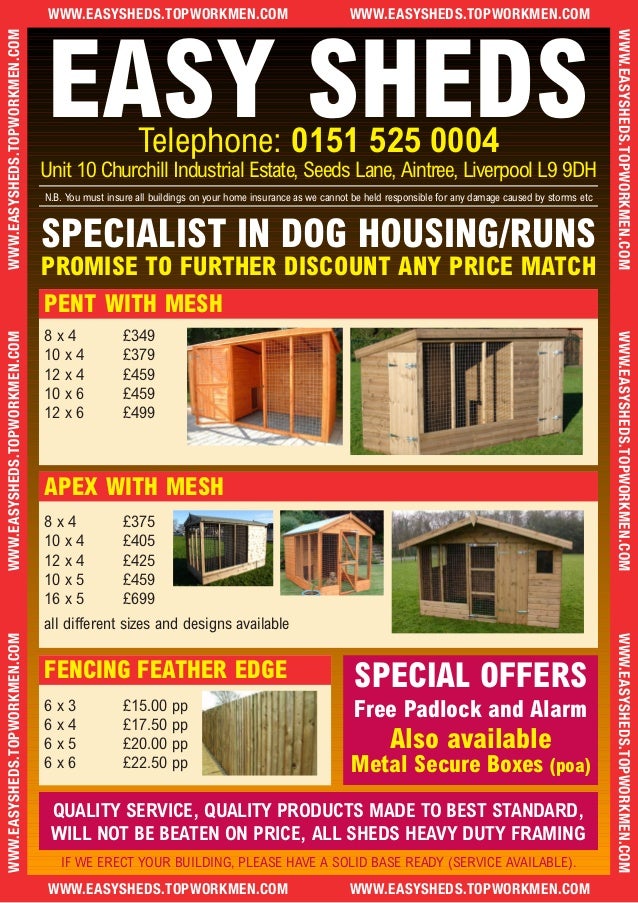 easy sheds price_list