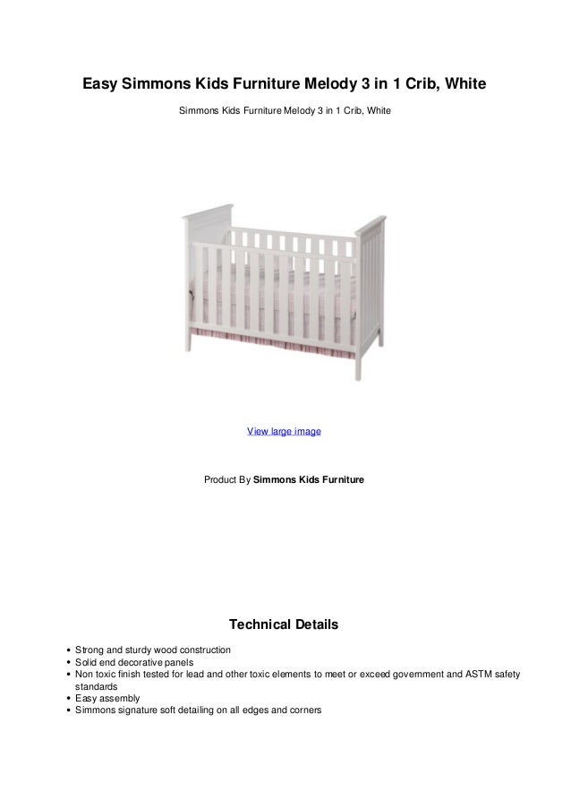 Easy Simmons Kids Furniture Melody 3 In 1 Crib White