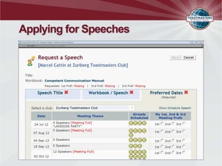 Applying for Speeches
 