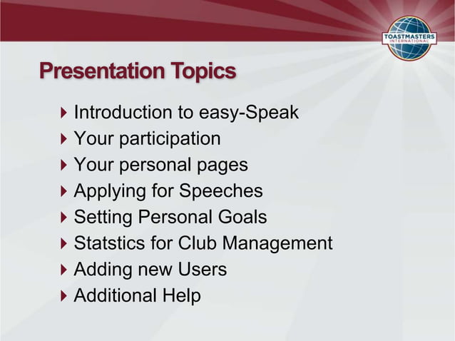 easy-Speak introduction 4 new Toastmasters members | PPTX