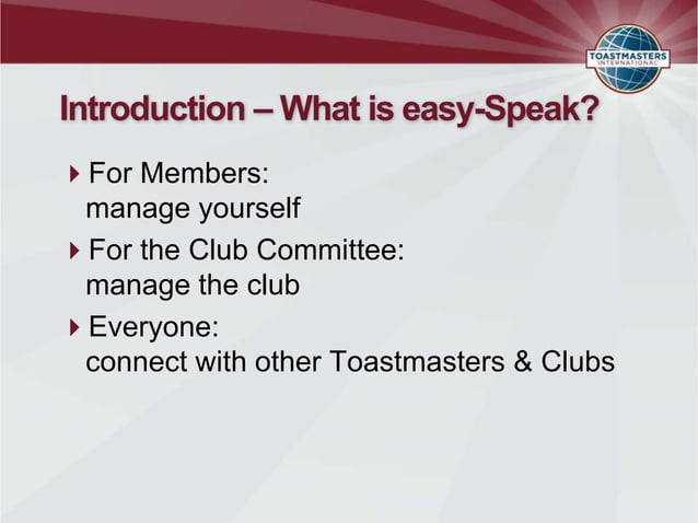 easy-Speak introduction 4 new Toastmasters members | PPTX