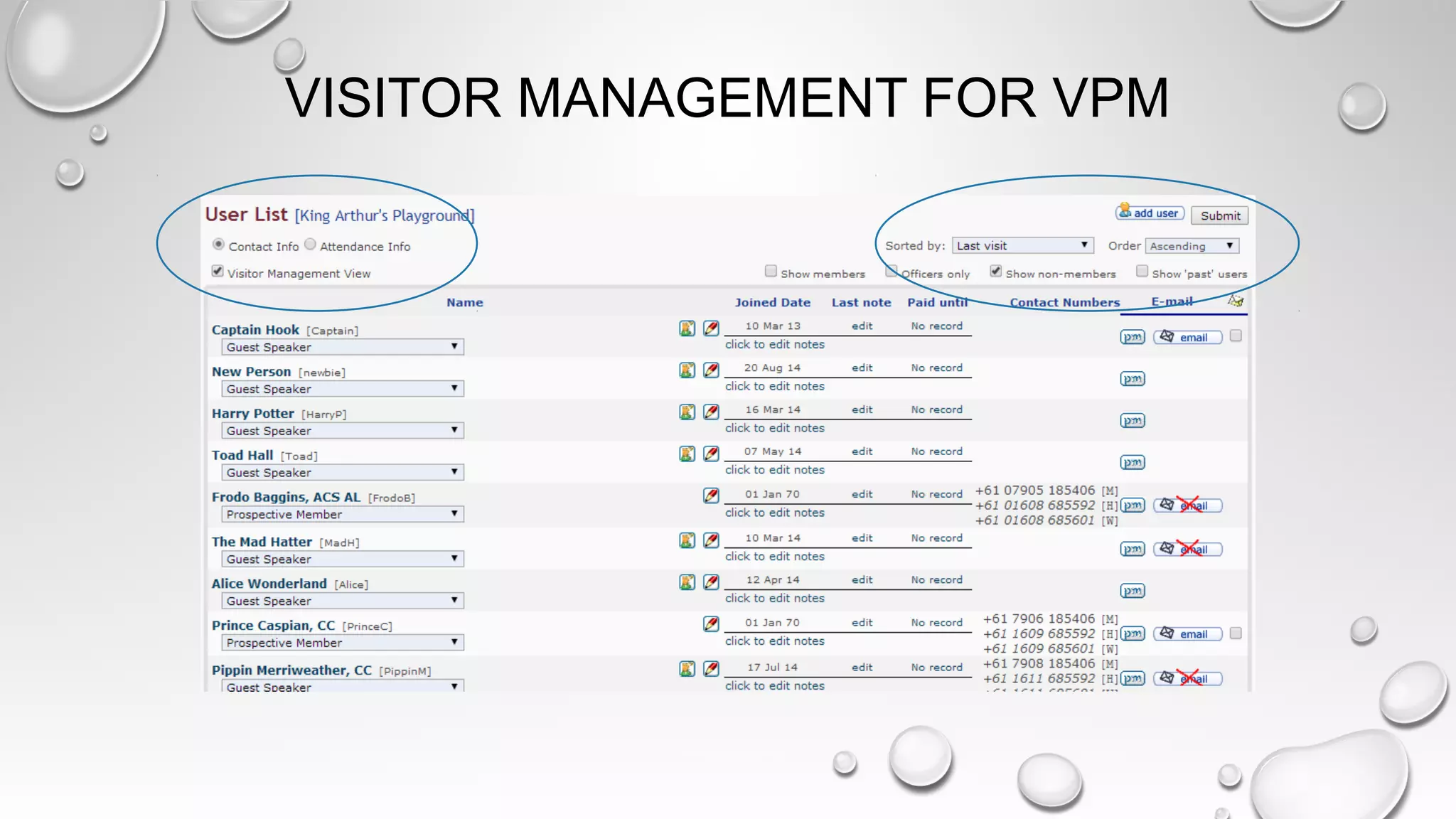 VISITOR MANAGEMENT FOR VPM