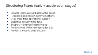 Structuring Teams (early + acceleration stages)
• Smaller teams are split across the ocean
• Reduces bottleneck in communi...