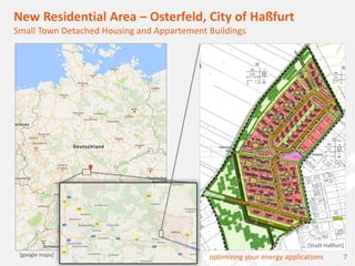7optimizing your energy applications
New Residential Area – Osterfeld, City of Haßfurt
Small Town Detached Housing and Appartement Buildings
[google maps]
[Stadt Haßfurt]
 
