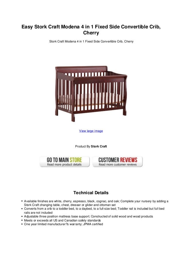 Easy Stork Craft Modena 4 In 1 Fixed Side Convertible Crib Cherry