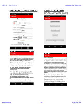 TAX CALCULATORINFO AT POINT FORMS AVAILABLE FOR
DOWNLOADWAYS TO INVEST
ISBN-13: 978-1537313573
www.iirdem.org
Proceedings of ICTPRE-2016
©IIRDEM 201640
 