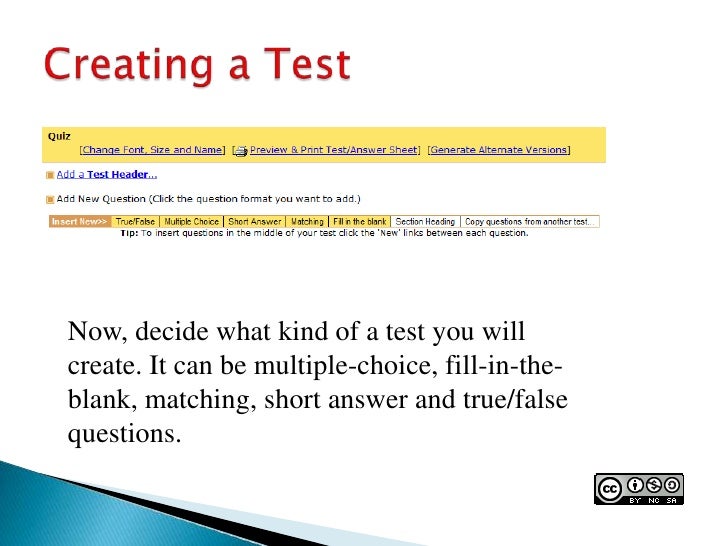 creating a test