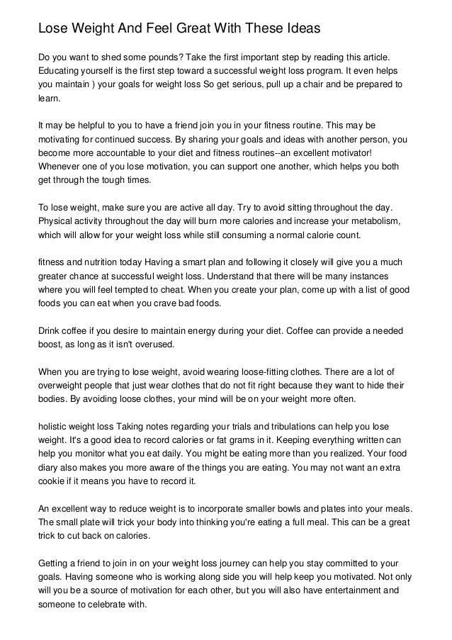 Lose Weight And Feel Great With These Ideas