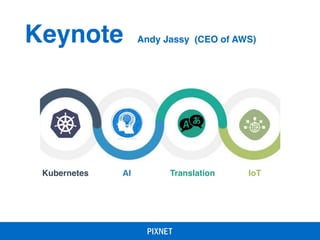 Keynote Andy Jassy (CEO of AWS)
Kubernetes AI Translation IoT
 