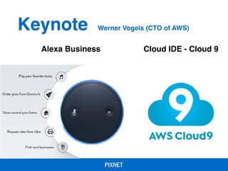 Keynote Werner Vogels (CTO of AWS)
Alexa Business Cloud IDE - Cloud 9
 