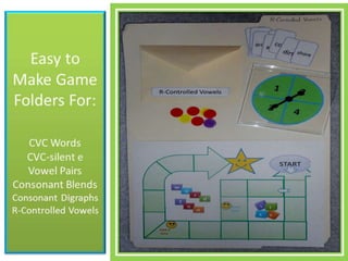 Easy to make game folders from  cvc words to r controlled vowels