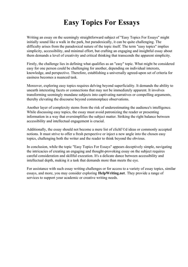 Easy topics for essays pdf homework and study education