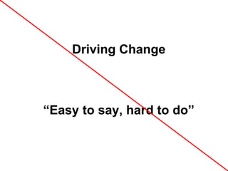 Driving Change  “ Easy to say, hard to do” 