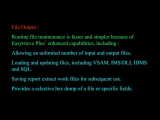 Easytrieve Examples The Easytrieve Presention by Srinimf | PPT