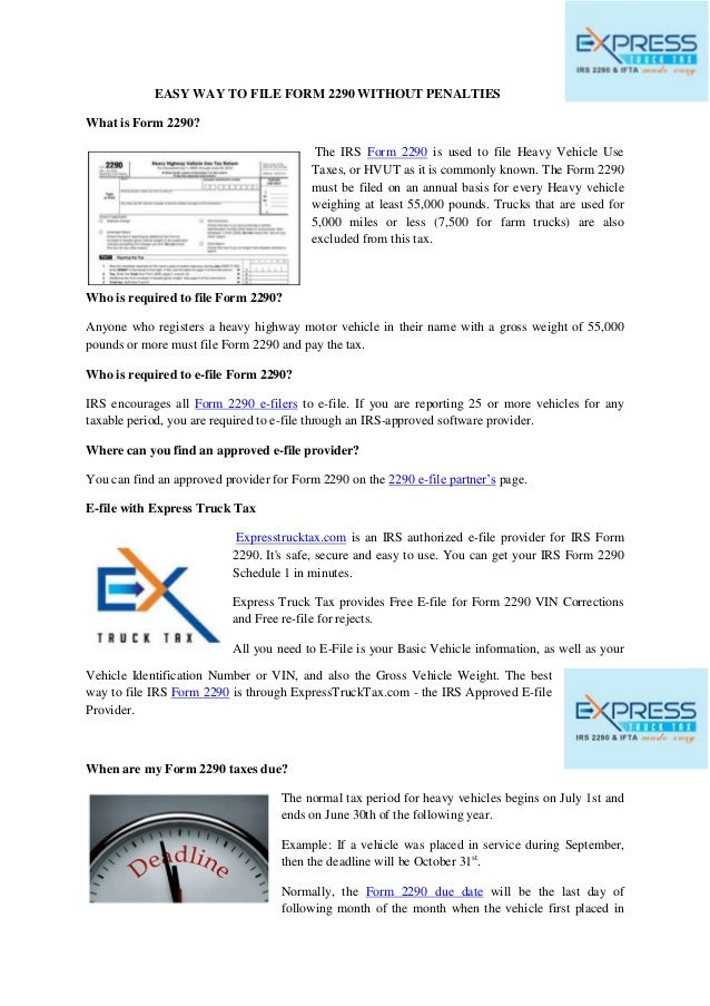 easy way to file form 2290 without penalties express truck tax irs form 2290 electronic filing