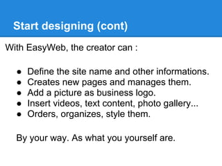 Easyweb demonstration scenario : What's Easyweb? | PDF