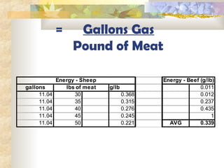 =  Gallons Gas   Pound of Meat 