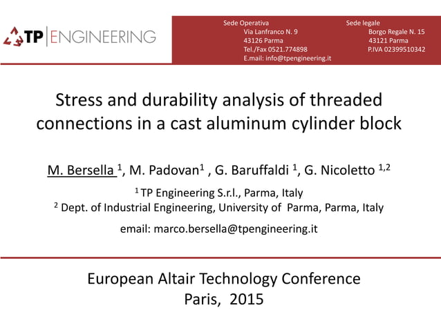Stress and Durability Analysis of Threaded Connections in a Cast ...